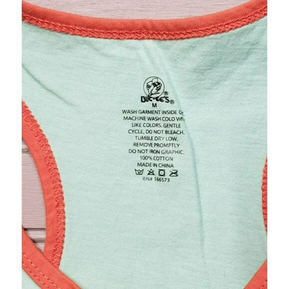 Buc-ee's Donut Disturb Racerback Tank Top Womens M Mint Green Coral Trim, Bucees - Picture 2 of 4